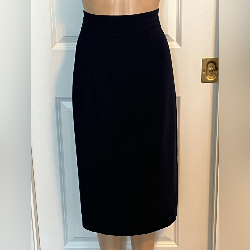 The Fold Le Marais pleated Navy Pencil Skirt - Picture 2 of 5